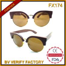 Fx174 haute qualité demi jante en bois soleil lunettes de vue avec lentille PC Made in China